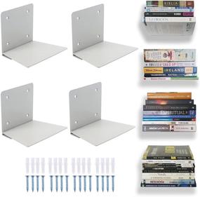 img 4 attached to 📚 Organize and Display Books in Style: Eapele Floating Book Shelves - Steel Constructed Hidden Bookshelf with Mounting Hardware (Grey, 4pcs)