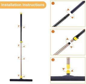 img 2 attached to 🧹 Yocada Floor Squeegee Scrubber: 54in Telescopic Pole for Heavy Duty Cleaning in Garage, Courtyard, Shower, Bathroom - Perfect for Pet Hair, Fur, Marble, Glass, Tile, Water, Foam