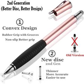 img 2 attached to 🌸 MEKO 2nd Generation Precision Disc Stylus/Styli Bundle for iPhone 7/7 Plus, iPad & Touch Screen Devices - Rose Gold, 3 Replacement Tips Included
