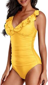 img 3 attached to 👙 Holipick Control Swimsuit: Stylish Ruffled Bathing Women's Clothing and Swimsuits with Chic Cover-Ups