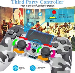 img 2 attached to 🎮 2 Pack Wireless Controller for P-4 with Cables, Rainbow Caps, Touchpad & Headset Jack