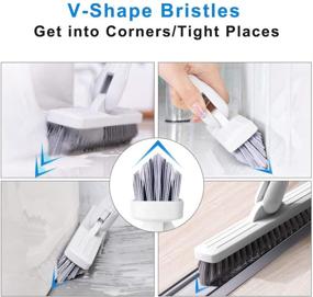 img 2 attached to 🧽 LandHope Tile Grout Brush Scrubber with Rotatable 120° Handle for Hard to Reach Areas in Bathtub & Floors - 9.06inches Wide, 35.43inches Long, Perfect Cleaning Tool for Kitchen and Indoor Surfaces