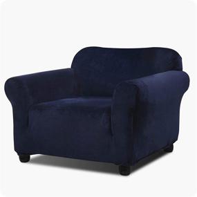 img 4 attached to Enhance Your Living Room with Argstar Velvet Armchair Slipcover: Navy Blue Chair Covers for a Luxurious Touch