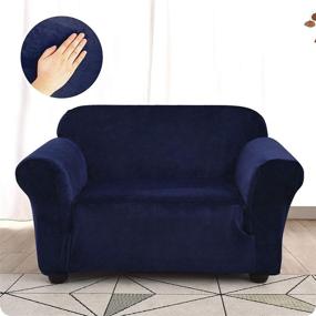img 3 attached to Enhance Your Living Room with Argstar Velvet Armchair Slipcover: Navy Blue Chair Covers for a Luxurious Touch