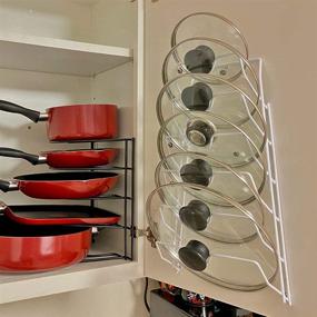 img 1 attached to 🍳 Evelots Pot Lid Storage Organizer - Cabinet Door/Wall Mounted - Holds 6 Pot/Pan Covers - No Scratch Solution