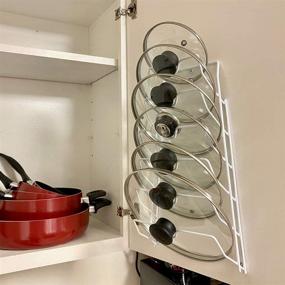 img 2 attached to 🍳 Evelots Pot Lid Storage Organizer - Cabinet Door/Wall Mounted - Holds 6 Pot/Pan Covers - No Scratch Solution