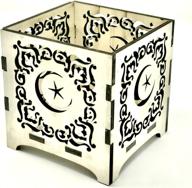 🕌 islamic laser cut centerpiece or gift box for ramadan, eid, and weddings - perfect for candles, flowers, and candy - 4.5x4x4 natural wood color логотип