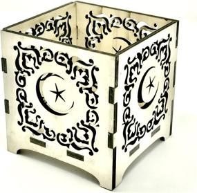 img 4 attached to 🕌 Islamic Laser Cut Centerpiece or Gift Box for Ramadan, Eid, and Weddings - Perfect for Candles, Flowers, and Candy - 4.5X4X4 Natural Wood Color