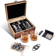 🥃 optimal seo: whiskey glasses for christmas with cigar holder - a gift set including smoke cutter, whiskey stones, and wooden box - perfect for men, dad, husband, birthday, wedding, and valentines logo