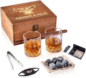 img 2 attached to 🥃 Optimal SEO: Whiskey Glasses for Christmas with Cigar Holder - A Gift Set including Smoke Cutter, Whiskey Stones, and Wooden Box - Perfect for Men, Dad, Husband, Birthday, Wedding, and Valentines