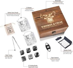 img 3 attached to 🥃 Optimal SEO: Whiskey Glasses for Christmas with Cigar Holder - A Gift Set including Smoke Cutter, Whiskey Stones, and Wooden Box - Perfect for Men, Dad, Husband, Birthday, Wedding, and Valentines