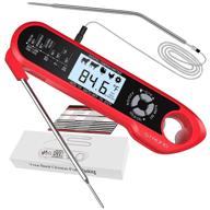 dual probe meat thermometer for grilling - instant read food thermometer with alarm, backlight, calibration - perfect for bbq, grill, smoker, candy, water, oil, milk logo