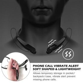img 2 attached to 🎧 Yuwiss V5.0 Bluetooth Neckband Headphones - Lightweight Wireless Headset with Call Vibrate Alert, 10-Hour Playtime, Mic, and Earbuds for Gym Running. Compatible with iPhone, Samsung, Android - Dark