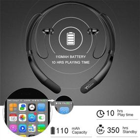 img 1 attached to 🎧 Yuwiss V5.0 Bluetooth Neckband Headphones - Lightweight Wireless Headset with Call Vibrate Alert, 10-Hour Playtime, Mic, and Earbuds for Gym Running. Compatible with iPhone, Samsung, Android - Dark