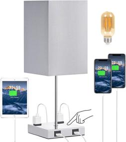 img 4 attached to 🌟 Enhance Your Space with the Touch Control USB Table Lamp: 3-Way Dimming, Dual USB Ports and Outlets; Ideal for Bedroom, Living Room, Office, Dorm Decor (Includes LED Bulb)