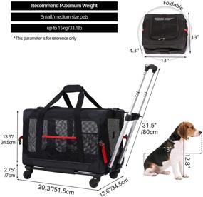img 3 attached to 🐾 ELEGX 33 Pounds Pet Rolling Carrier: Detachable Wheels, Spacious & Collapsible for Travel and Vet Appointments