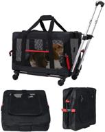 🐾 elegx 33 pounds pet rolling carrier: detachable wheels, spacious & collapsible for travel and vet appointments логотип
