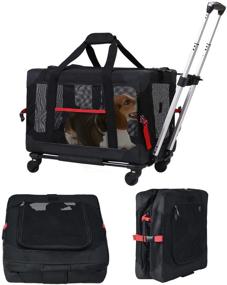 img 4 attached to 🐾 ELEGX 33 Pounds Pet Rolling Carrier: Detachable Wheels, Spacious & Collapsible for Travel and Vet Appointments