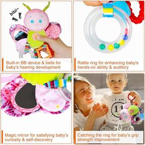 img 1 attached to 👶 Stroller Toys and Car Seat Toys for Infants with Teether - Hanging Stroller Toys for Toddlers - Clip on Plush Baby Toys for Boys and Girls, Ages 3-12 Months