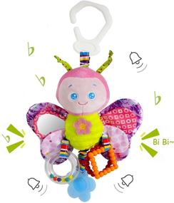 img 4 attached to 👶 Stroller Toys and Car Seat Toys for Infants with Teether - Hanging Stroller Toys for Toddlers - Clip on Plush Baby Toys for Boys and Girls, Ages 3-12 Months