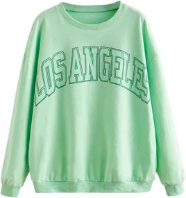 img 4 attached to Women's Round Neck Long Sleeve Sweatshirt with Graphic Letter Print - MAKEMECHIC Pullover Tops