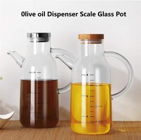 img 2 attached to 🍶 NORTHOME 18oz Glass Oil Dispenser Bottle Set - Lead-Free with Stainless Steel Lid and Bamboo Lid - Versatile Kitchen Cooking Container for Olive Oil and Vinegar - 1 Piece