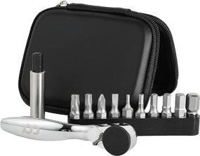 img 4 attached to 🔧 Pocket Mini Bicycle Ratchet Wrench Multitool Repair Kits - Bike Tool Pouch Sets with 1/4" Bits - Ideal for Mountain Road Bikes - Hard Case Pouch Included