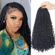 🌸 коса богини в виде косичек "goddess box braids" с вьющимися кончиками длиной 14 дюймов. богемные косички «bohemian box braids crochet braids» 8 пакетов 3x волос для косичек на растяжках. синтетическое волосовое наращивание для черных женщин - 14 дюймов, 1в логотип