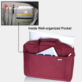 img 1 attached to Voova Laptop Bag 15.6 15 14 Inch Briefcase: Waterproof Messenger Bag for Business Travel with Tablet Sleeve - Red