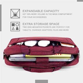 img 3 attached to Voova Laptop Bag 15.6 15 14 Inch Briefcase: Waterproof Messenger Bag for Business Travel with Tablet Sleeve - Red
