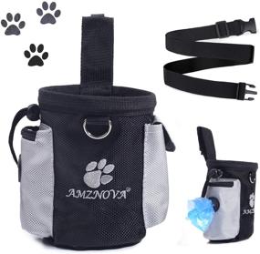 img 4 attached to AMZNOVA Dog Treat Bag: Versatile and Portable Puppy Treat Pouch with Adjustable Waistband, Poop Bag Dispenser. Available in 2 Sizes, Ideal for Dog Training, Walking, and Hiking Activities