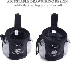 img 2 attached to AMZNOVA Dog Treat Bag: Versatile and Portable Puppy Treat Pouch with Adjustable Waistband, Poop Bag Dispenser. Available in 2 Sizes, Ideal for Dog Training, Walking, and Hiking Activities