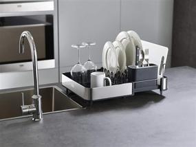 img 3 attached to Joseph Joseph Extendable Dish Rack - Stainless-Steel, Non-Scratch, Movable Cutlery Drainer, Drainage Spout - Gray, One-size