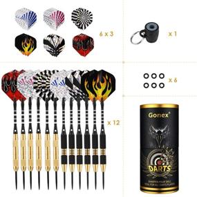 img 3 attached to Gonex Steel Tip Darts Set – Professional Metal Darts Game for Family Indoor Party/Gym, Aluminum Shaft, Dart Flights, Sharpener, Gift Case – 12Pack, 18 Grams and 22 Grams