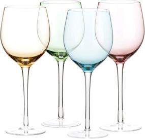 img 4 attached to 🍷 DIKO Set of 4 Colored Red Wine Glasses - 15.7oz, Hand Blown Stemmed Glass for Red and White Wine