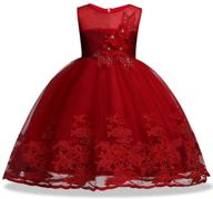 sequin lace flower dress for girls: 👗 ideal for weddings, parties & special occasions (1-12 years) logo