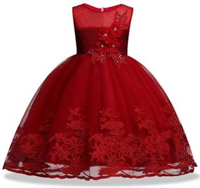 img 4 attached to Sequin Lace Flower Dress for Girls: 👗 Ideal for Weddings, Parties & Special Occasions (1-12 years)