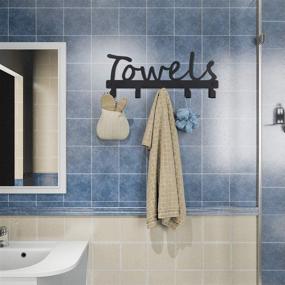 img 1 attached to 🔗 Black Bath Towel Hooks, Decorative Wall Mount Towel Rack Holder for Washcloths, Robe, Coat, Hand Towels – Organizational Storage in Kitchen, Bathroom, Bedroom, Living Room, Pool