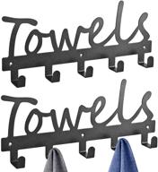 🔗 black bath towel hooks, decorative wall mount towel rack holder for washcloths, robe, coat, hand towels – organizational storage in kitchen, bathroom, bedroom, living room, pool logo