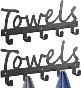 img 4 attached to 🔗 Black Bath Towel Hooks, Decorative Wall Mount Towel Rack Holder for Washcloths, Robe, Coat, Hand Towels – Organizational Storage in Kitchen, Bathroom, Bedroom, Living Room, Pool