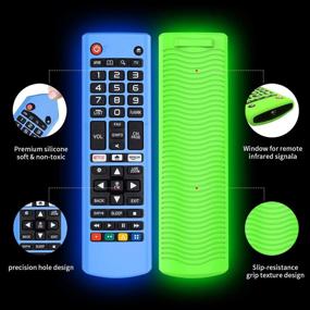 img 2 attached to 📱 Silicone Case for LG AKB75095307 AKB75375604 AKB74915305 Remote Control - Shockproof Anti-Lost Cover Holder Skin Sleeve Protector for LG Smart TV Remote (Glow Green + Glow Blue)