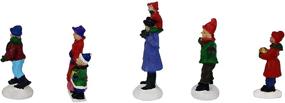 img 2 attached to 🎅 5 Piece Christmas Village Figurines Decoration Set - Ideal Additon to Indoor Christmas Decor & Snow Village Displays (Family Christmas Set)