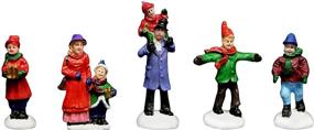 img 4 attached to 🎅 5 Piece Christmas Village Figurines Decoration Set - Ideal Additon to Indoor Christmas Decor & Snow Village Displays (Family Christmas Set)