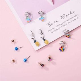 img 1 attached to Aganippe Girls Clip On Earrings Set - 20/24 Pairs of Cute 🦄 Dangle Drop Unicorn, Rainbow and Mermaid Non Piercing Earrings Jewelry for Little Girls