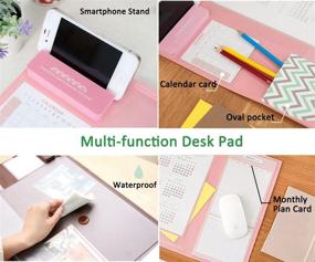 img 3 attached to Large Size Mouse Pad Anti-Slip Desk Mouse Mat Waterproof Desk Protector Mat With With Phone Stand