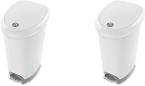 img 3 attached to 🗑️ Sterilite 10738002 12.6 Gallon Locking Step On Wastebasket - White Lid & Base with Titanium Pedal & Lock - 2-Pack