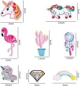 img 2 attached to Vibrant 60Pcs Unicorn Embroidered Iron on Patches: Ideal for Girls, 🌈 Kids, Unicorns, Cactus, Feathers, and Rainbow Designs on Jeans, Bags, Hats, and More!