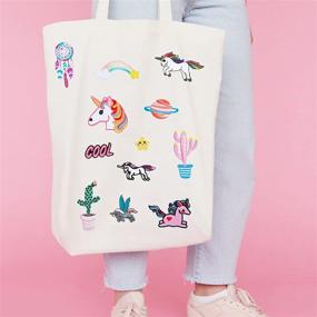 img 1 attached to Vibrant 60Pcs Unicorn Embroidered Iron on Patches: Ideal for Girls, 🌈 Kids, Unicorns, Cactus, Feathers, and Rainbow Designs on Jeans, Bags, Hats, and More!