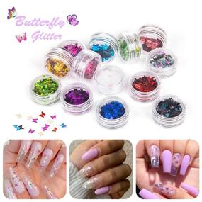 img 3 attached to 💅 Transform Your Nails: FITDON Laser Butterfly Star Heart Nail Glitter Sequins and Nail Foil Chips Set - 36 Boxes of 3D Art Flakes Plus 4 Boxes of Colorful Confetti Stickers! DIY Decals for Stunning Nail Decoration