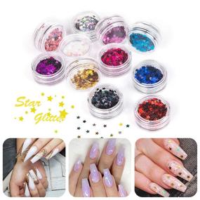 img 2 attached to 💅 Transform Your Nails: FITDON Laser Butterfly Star Heart Nail Glitter Sequins and Nail Foil Chips Set - 36 Boxes of 3D Art Flakes Plus 4 Boxes of Colorful Confetti Stickers! DIY Decals for Stunning Nail Decoration